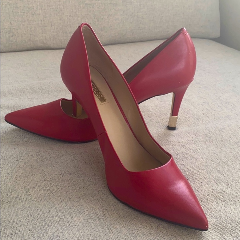 2/$40 Red leather Guess pumps